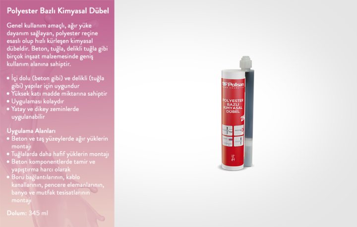 Polyester Bazlı Kimyasal Dübel